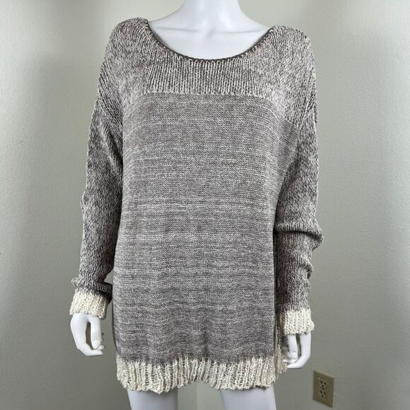 Free People Womens Size L Beige Haiku Pullover Knit NEW Sweater Tunic Top Cotton - Picture 15 of 16